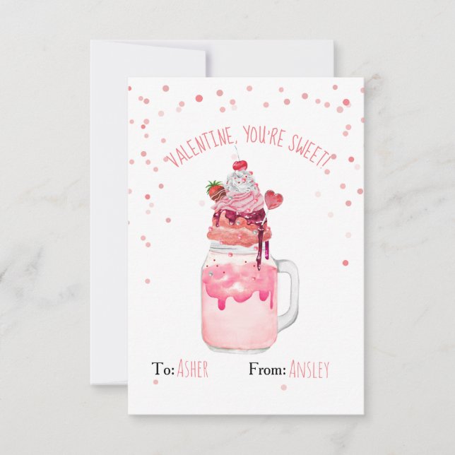 Tu es un doux Milkshake de fraise de Saint Valenti (Devant)