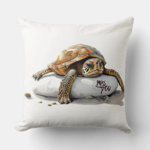 "Tu me manques" Coussin Tortue –