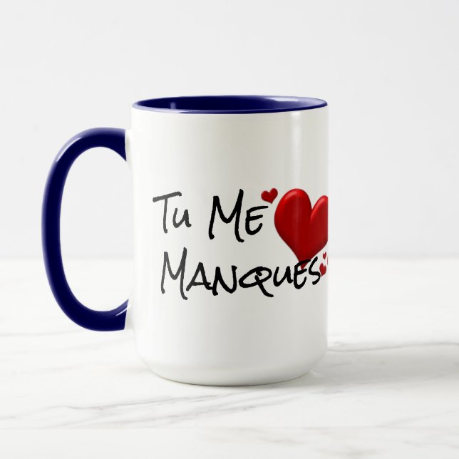 tu me manques tu manques coeurs café tasse design (Gauche)