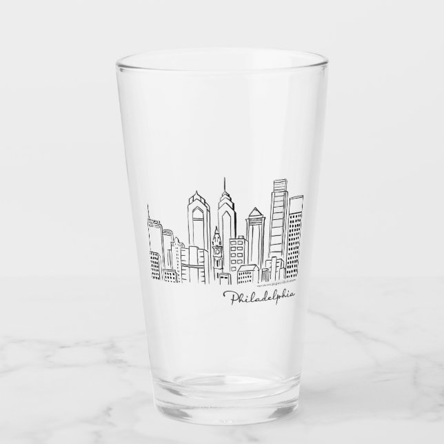 Tubler en verre Philadelphie Skyline (Devant)