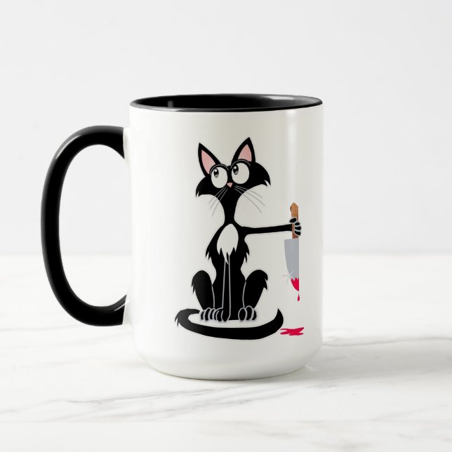 Tueur chat avec un couteau sanglant Café Mug (Gauche)