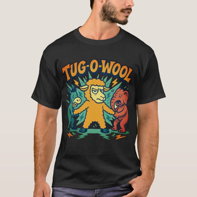 Tug-O-Wool Mouton politique Drôle T-shirt (Devant)