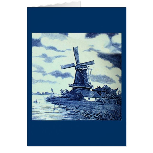 Tuile bleue antique vintage de Delft - moulin à (Devant)
