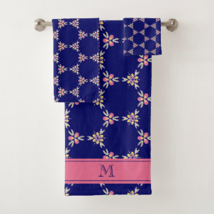 Tuile florale d'indigo méditerranéen espagnol de