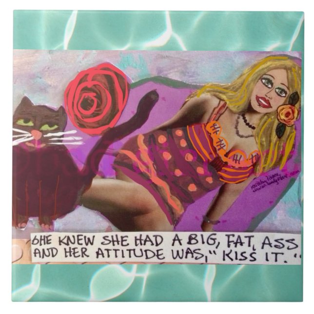 Tuile trivet-mur céramique carreaux d'art qu'elle  (Devant)