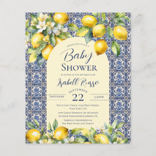 Tuiles bleues italiennes aquarelle citron bébé bud