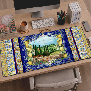 tuiles bleues italiennes majolique été citrouilles