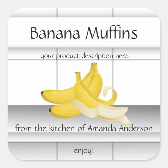 Tuiles de Cuisine Muffins à la Banane Étiquette de (Devant)