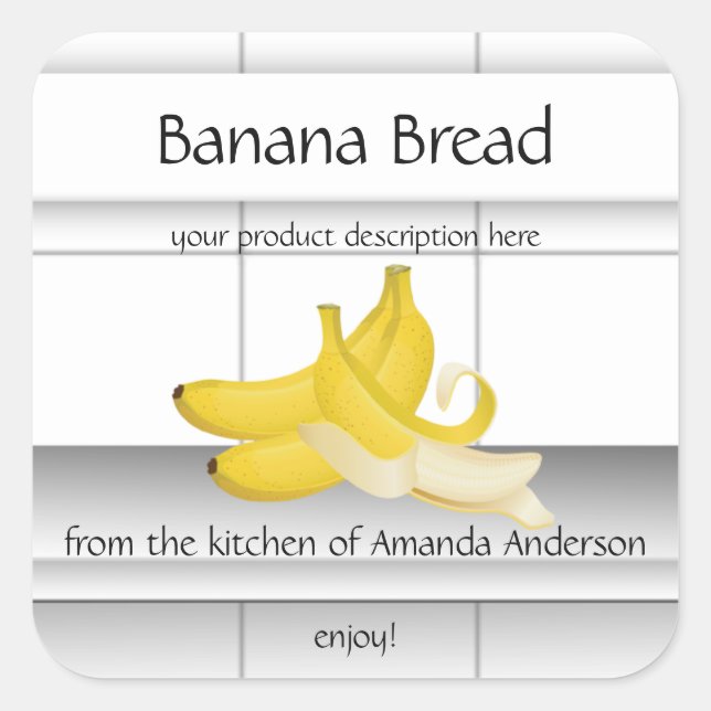 Tuiles de cuisine pour pain de banane étiquette de (Devant)