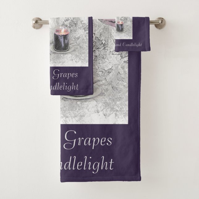 Tuiles de serviettes de bain, raisins et lumière a (En situation)