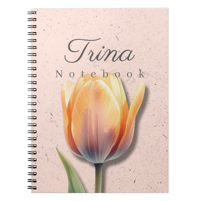 Tulip Floral Notebook Name | Pastel Journal (Devant)