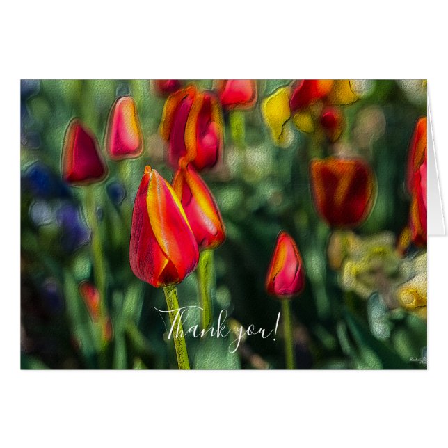 Tulip Garden Carte de remerciements texturé (Devant Horizontal)