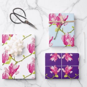 Tulip Magnolias sur un ensemble de papier d'envelo