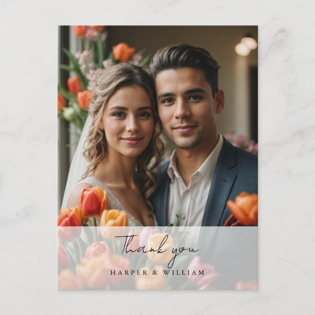Tulip merci photo mariage Carte postale (Devant)