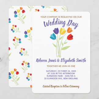 Tulip Rainbow Lesbian Faire-part de mariage