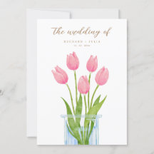 Tulip Romance Floral rose Faire-part de mariage