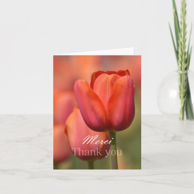 Tulip rose Merci Merci Carte pour notes (Devant)