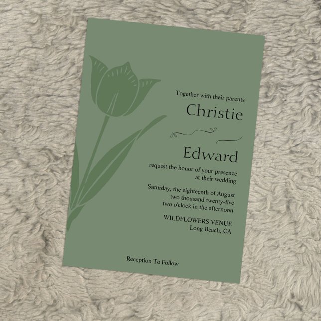Tulip Sage Green Wedding Invitations (Créateur téléchargé)