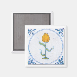 Tulip Tile Art avec Aimant bleu et blanc