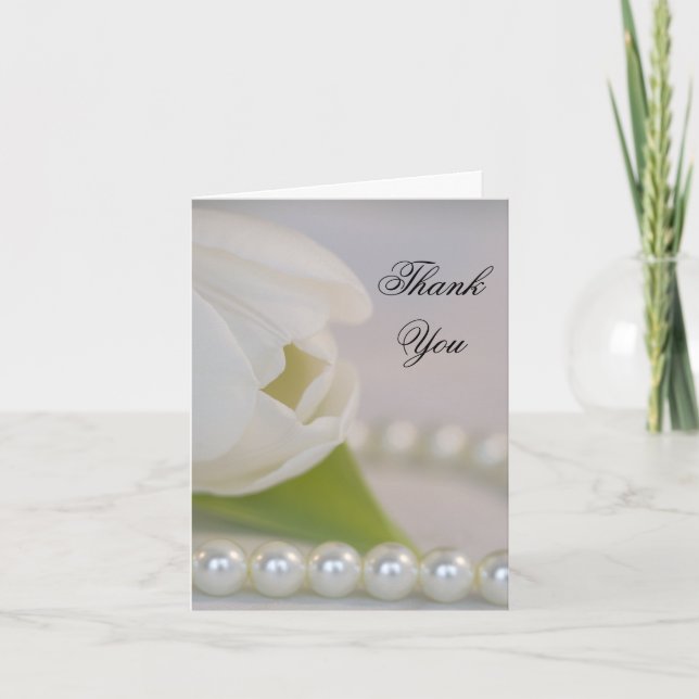 Tulipe blanche et perles Bridesmaid Merci (Devant)