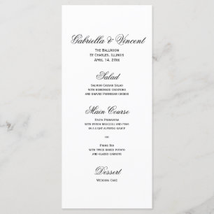 Tulipe blanche et perles Menu de mariage du printe