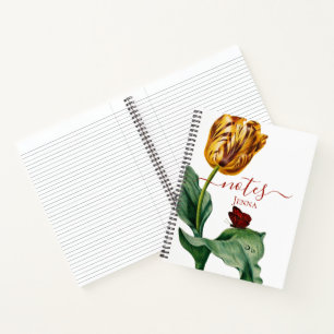 Tulipe botanique rouge et jaune sur Carnet blanc
