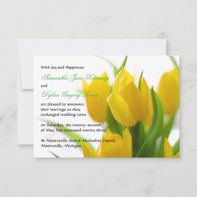 Tulipe jaune - Faire-part Mariage 3x5 (Devant)