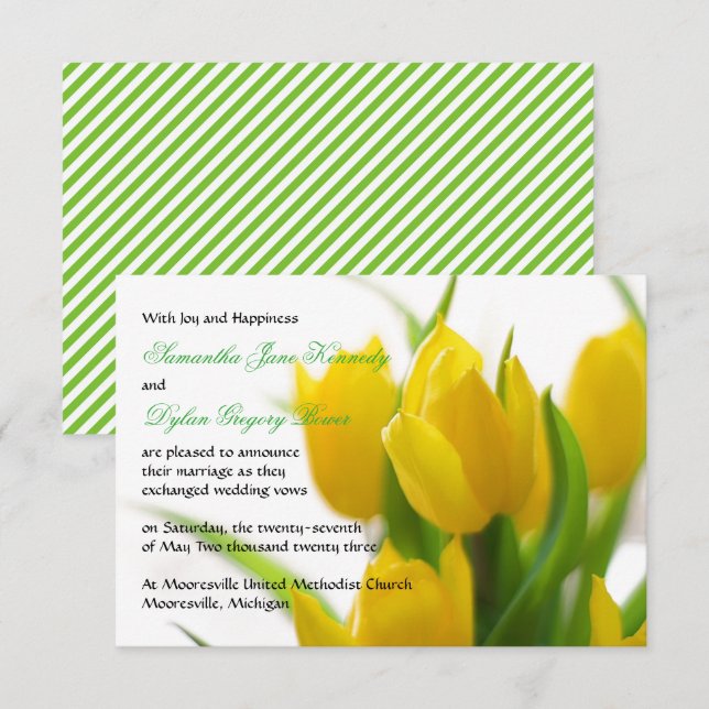 Tulipe jaune - Faire-part Mariage 3x5 (Devant / Derrière)