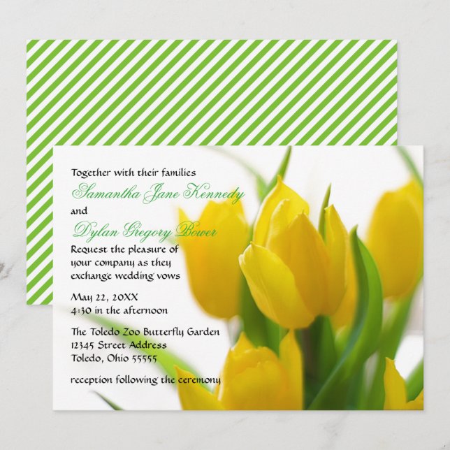Tulipe jaune - Invitation de mariage (Devant / Derrière)
