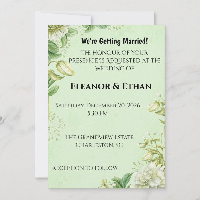 Tulipe jaune vibrant et faire-part de mariage form (Devant)