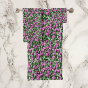 Tulipe pourpre fleurit Serviette de bain fleurie