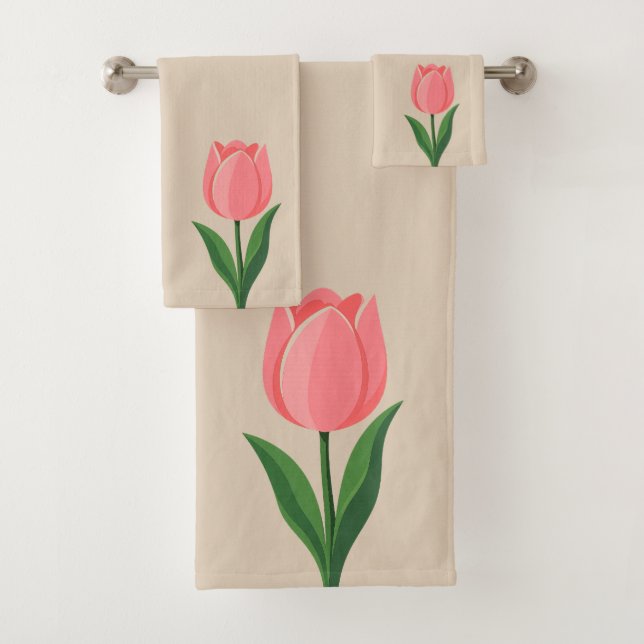Tulipe rose moderne sur fond beige clair (En situation)