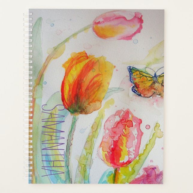 Tulipe Rose Tulipes Aquarelle Nom Féminin (Devant)