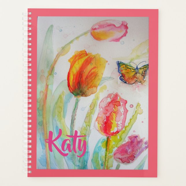 Tulipe rose Tulipes Floral Fleurs Carnet Planifica (Devant)