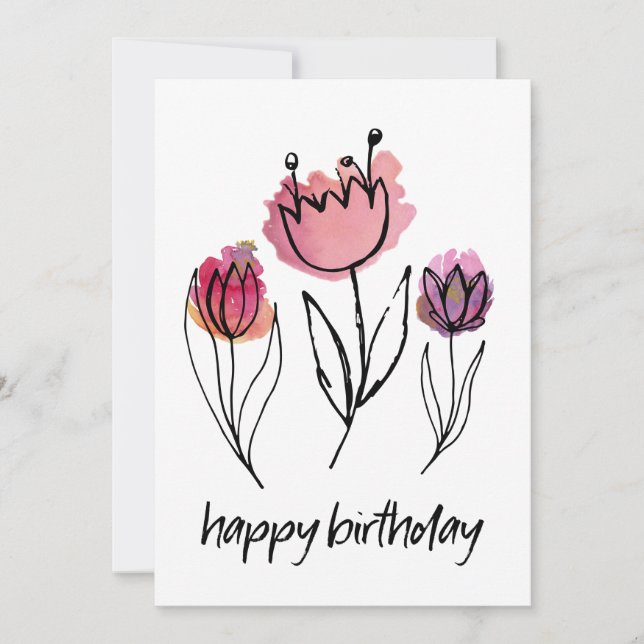 Tulipe rose violet dessinée à la main Féminin Anni (Devant)