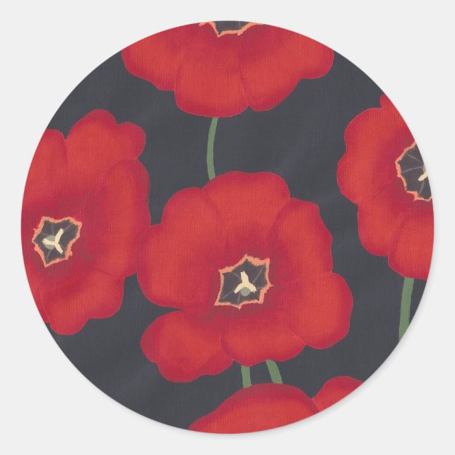 Tulipe rouge vif sur Noir, Stickers (Devant)