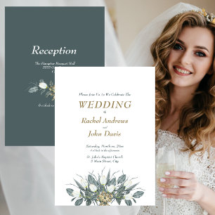 Tulipes Blanches Avec Or, Faire-part de mariage