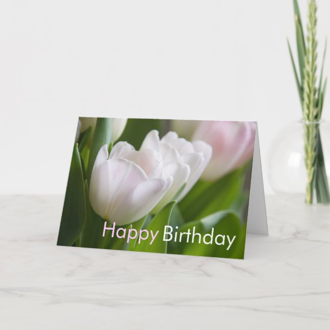 Tulipes blanches • Carte de voeux d'anniversaire (Devant)