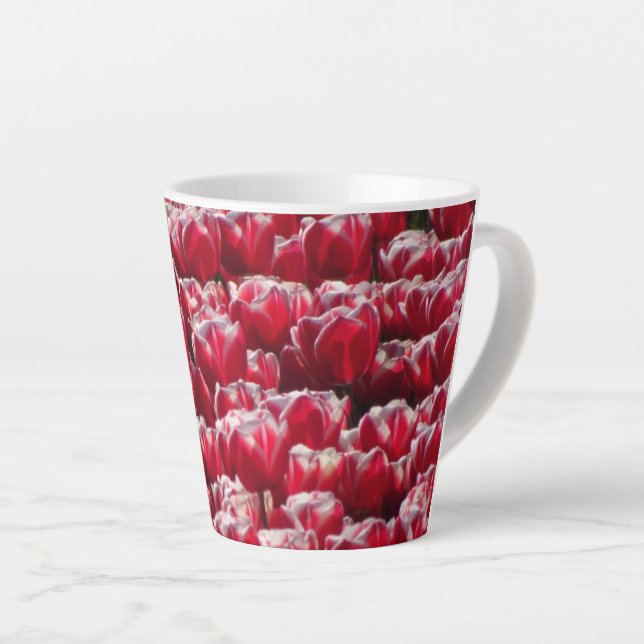 Tulipes blanches rouges Motif Latte Mug (Angle droit)