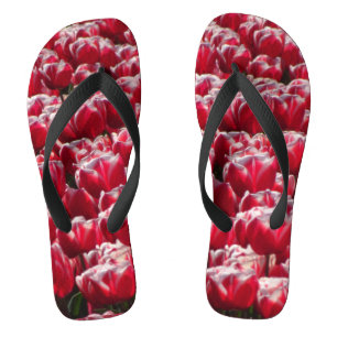Tulipes blanches rouges Motifs tongs