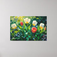 *~* Tulipes blanches rouges TV2 toile étirée Impre