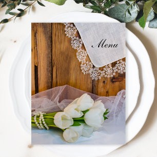 Tulipes blanches rustiques Country Barne Menu Mari