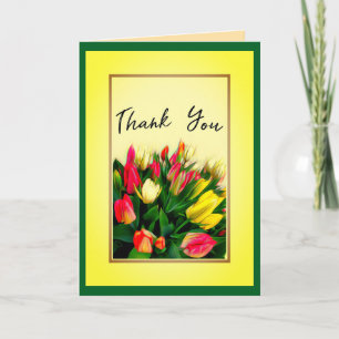 Tulipes colorées cartes de remerciements en gras
