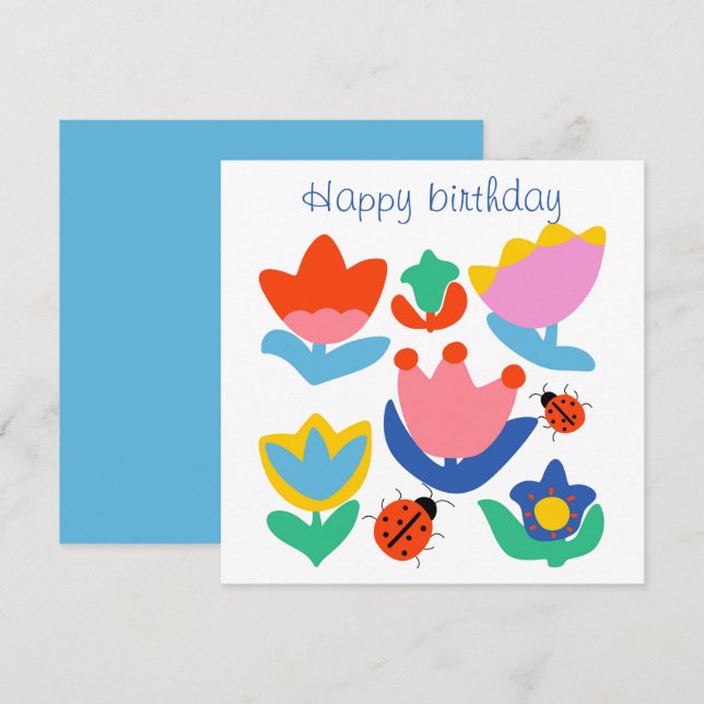 Tulipes colorées customisées avec coccinelles (Devant / Derrière)