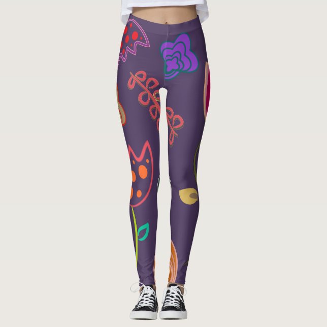Tulipes colorées et fleurs Leggings (Devant)