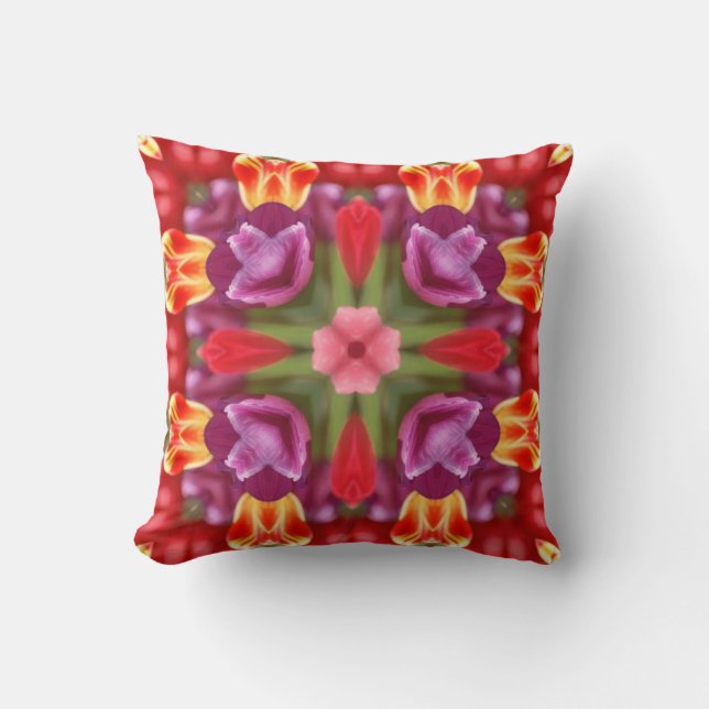 Tulipes colorées Kaleidoscope Coussin (Recto)