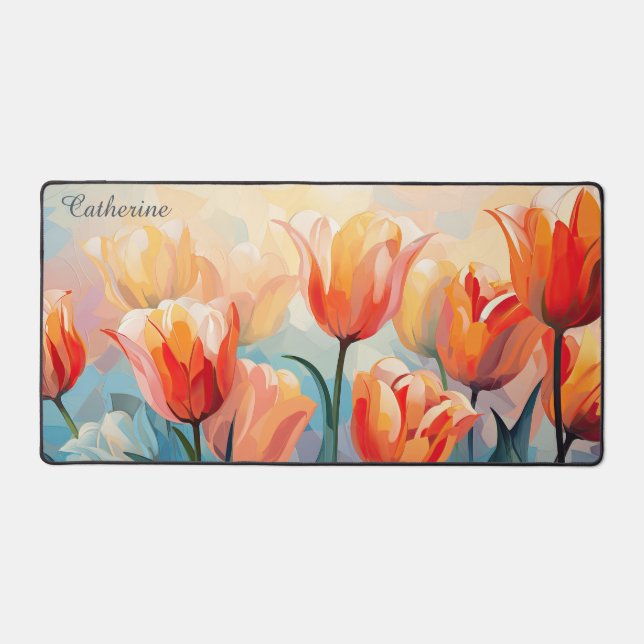 Tulipes d'aquarelle de nom personnalisé (Recto)