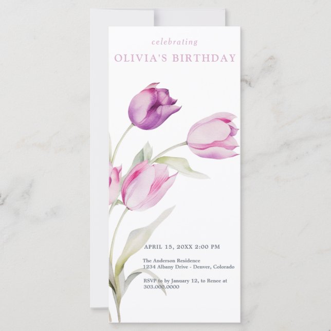 Tulipes d'aquarelle florale violet Lilac (Devant)