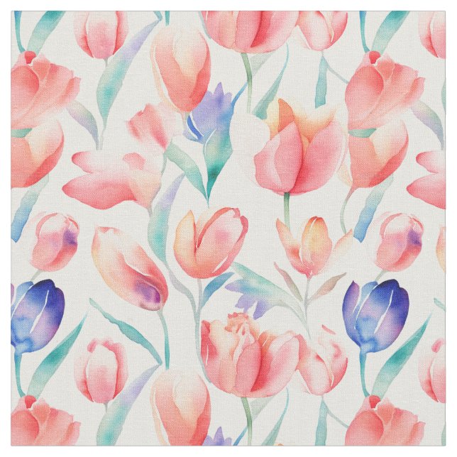 Tulipes d'aquarelle tissu Motif (Fermer)