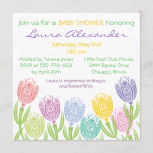 Tulipes de ressort - invitation de baby shower